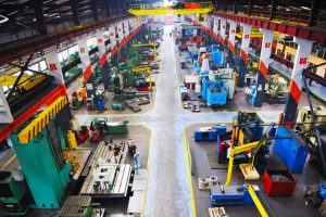 industry factory iron works steel and machine parts modern indoor hall for assambly